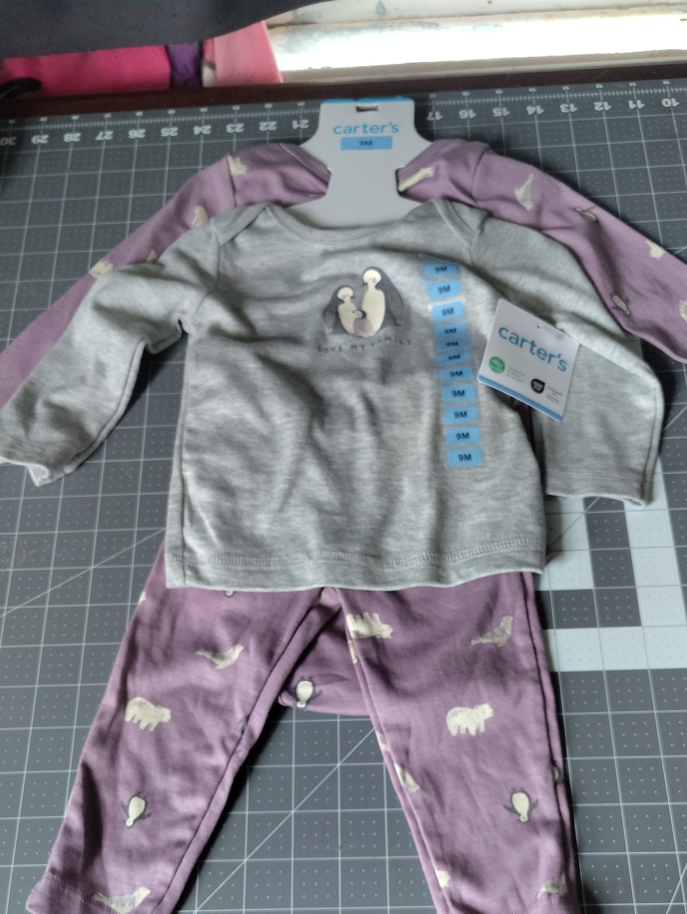 Carter's 3 Piece Grey & Purple Baby Clothing Set